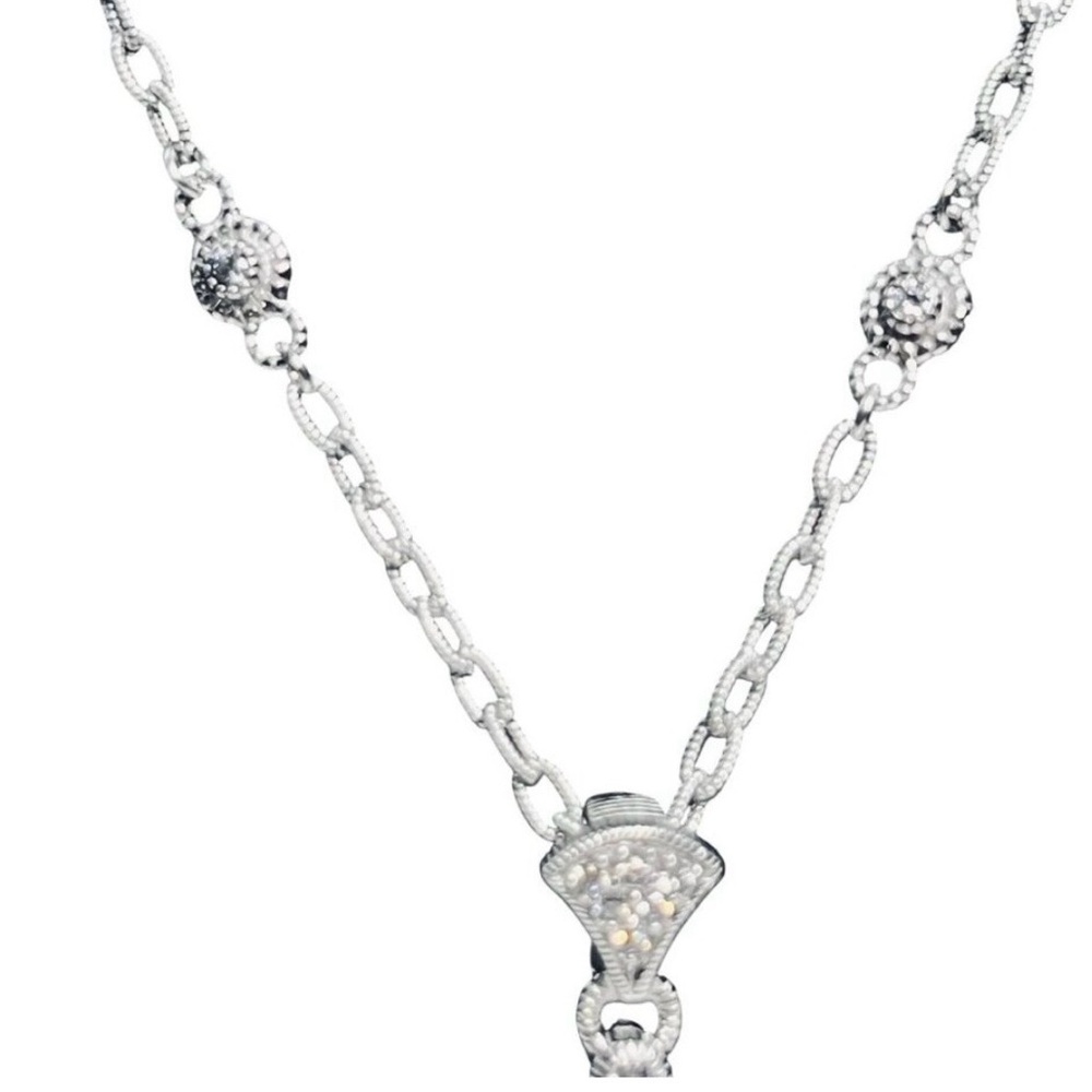 🩶 NWOT JUDITH RIPKA STERLING SILVER STATION NECKLACE WITH CZ VINTAGE PENDANT! - Picture 11 of 16